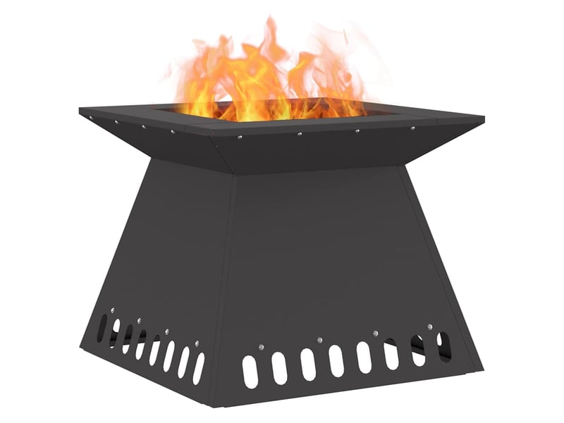 Brasero exterieur, foyer camping noir 48x48x40 cm acier patiné  - Conforama C