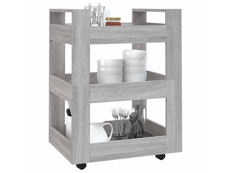  Desserte de cuisine, chariot de rangement sonoma gris 60x45x80 cm bois d'ingénierie shl4375  - Conforama D