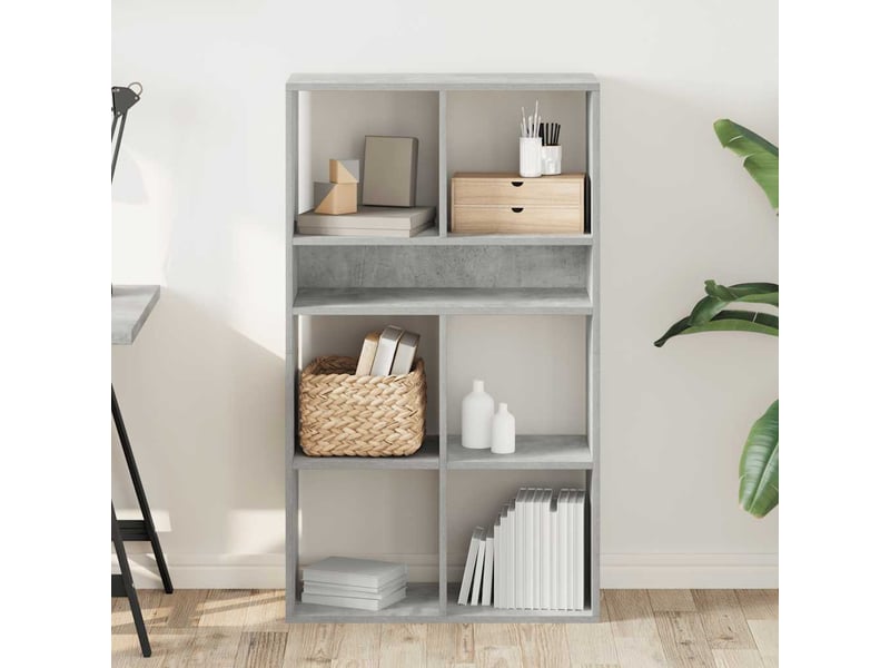  Bibliothèque, meuble de rangement salon gris béton 66x31x112 cm bois d'ingénierie  - Conforama C
