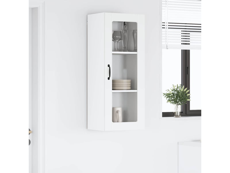  Meuble mural de cuisine, cabinet en verre mural blanc brillant 40x31x100cm shl8956  - Conforama D