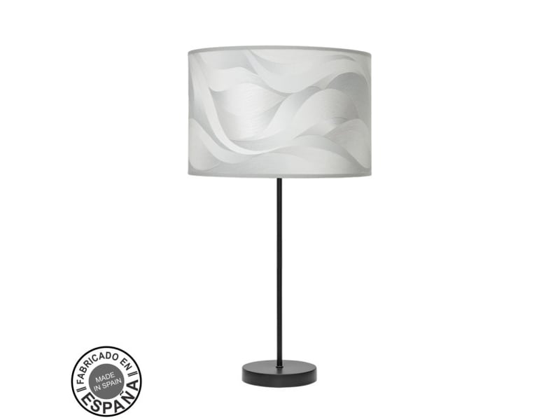  Fabrilamp moda grande lampe à poser noir gris, abat-jour textile motif vagues grises, 1 x e27, 63 cm 212471039 - Conforama A