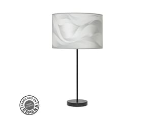 Fabrilamp moda grande lampe à poser noir gris, abat-jour textile motif vagues grises, 1 x e27, 63 cm
