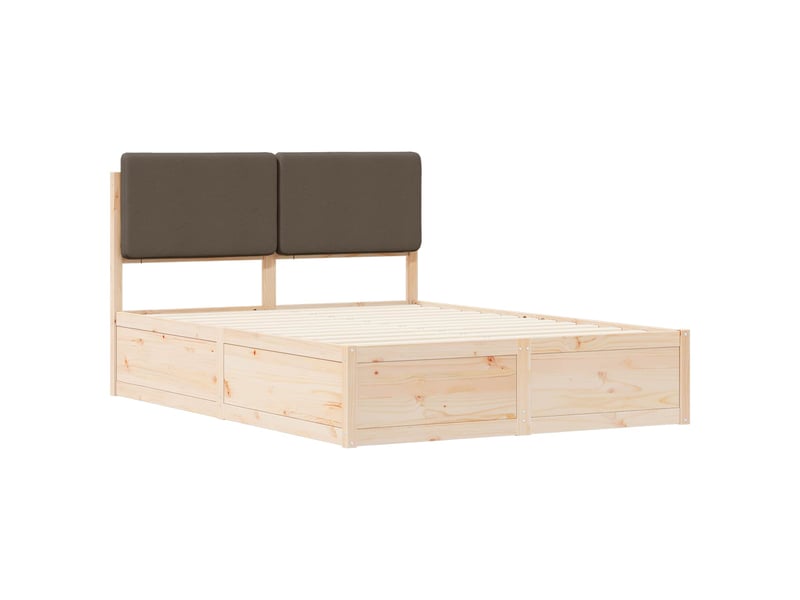  Lit double- lit adulte -  cadre de lit avec tête de lit rembourrée taupe 150 x 200 cm  - Conforama C