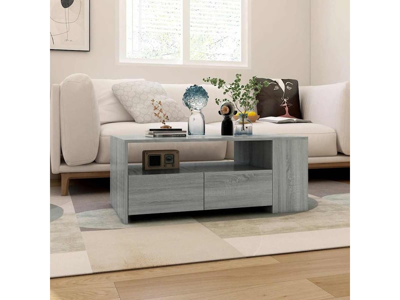 Table basse - table de salon - table à thé sonoma gris 102x55x42 cm bois d'ingénierie  - Conforama E