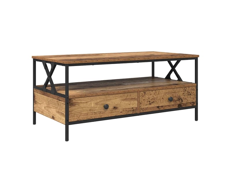  Table basse - table de salon - table à thé bois ancien 100 x 51 x 45 cm bois d'ingénierie  - Conforama A