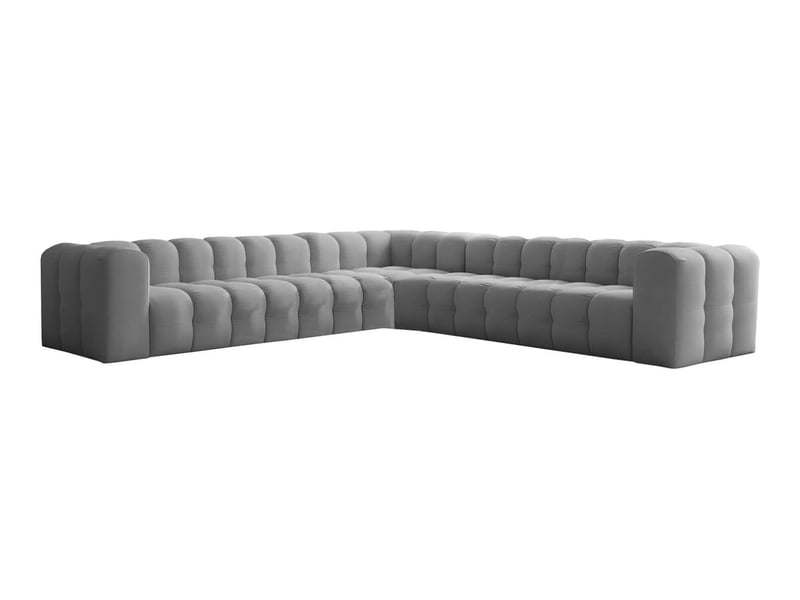  Canapé d'angle réversible miloe 8 places avec accoudoirs en velours - gris MILOE - Conforama A