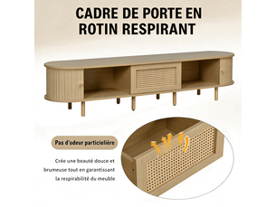 Meuble tv coloris naturel 180 cm