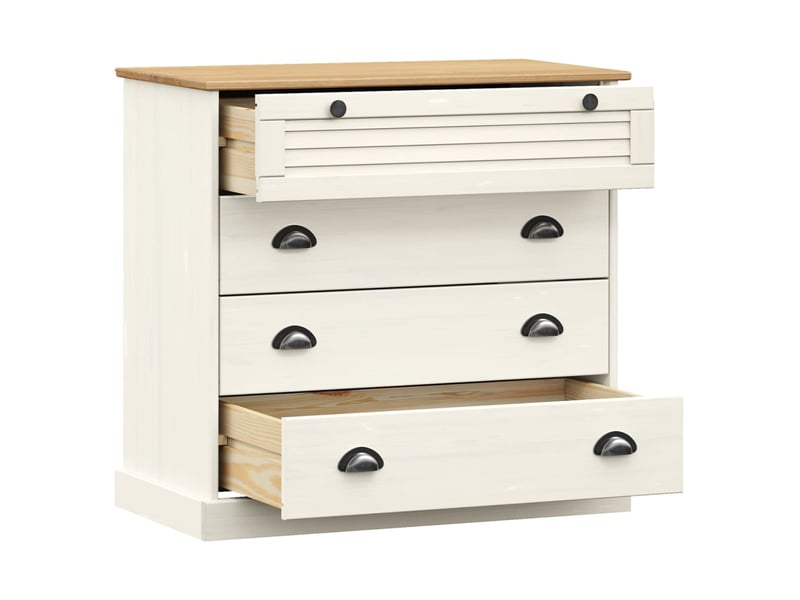  Commode, armoire à tiroirs bureau vigo blanc 80x40x76 cm bois massif de pin  - Conforama E