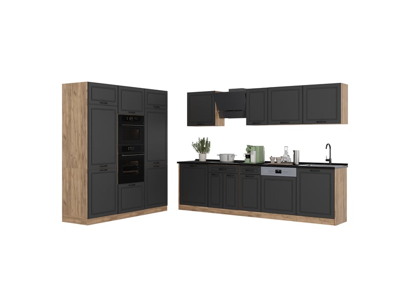  Vicco cuisine, anthracite campagnechêne doré, 180cm plan de travail anthracite  - Conforama E