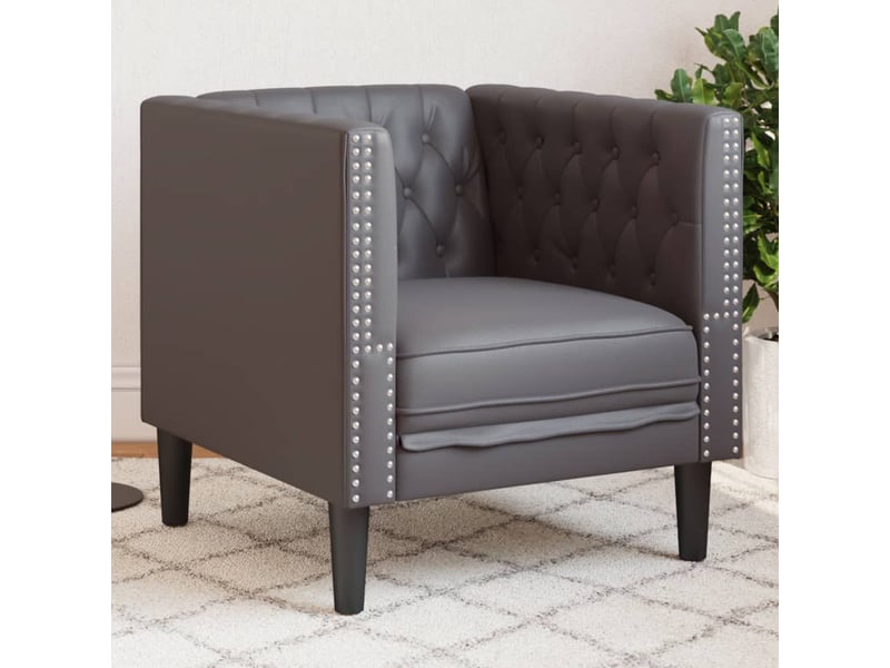  Vidaxl fauteuil chesterfield gris similicuir  - Conforama B
