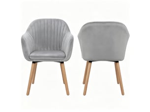 Lot de 2 chaises de salle à manger,42x50x81 cm,avec accoudoirs,velours,gris clair