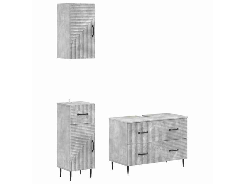 Ensemble de meuble de salle de bain 3 pièces haarlem gris béton cf63453 - Conforama A