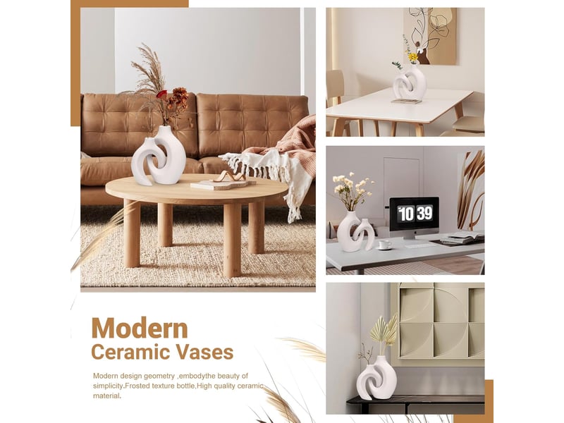  Vase céramique design décoration de table moderne pour maison, fête, centre de table de mariage  - Conforama D