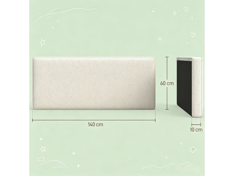 Tête de lit murale rembourrée en lin 140 × 60 cm, panneau suspendu pour chambre - Conforama C