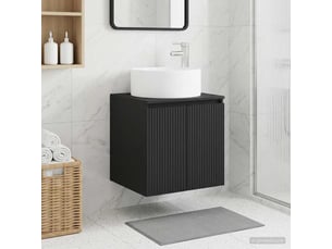 Meuble de lavabo mural, rangement salle de bain noir 49.5x44.5x65.5 cm