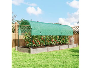 Serre de jardin ouverte 400x120x170 cm – verte – bâche plastique renforcée, arceaux en acier et 8 piquets