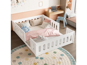 Lit 2 places 140x200 cm <strong>MERAX</strong>  <strong>lit enfant blanc</strong> coloris blanc