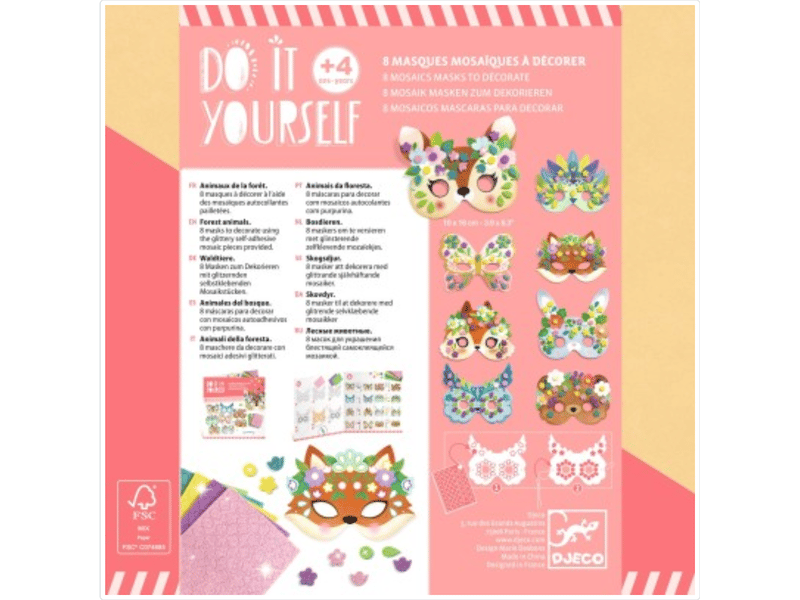  Kit creatif 8 masques - animaux de la foret - djeco DJ07936 - Conforama D