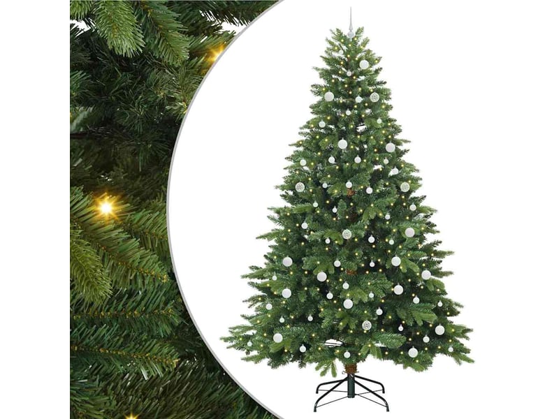  Sapin de noël artificiel, arbre de noël avec 300 led vert 240 cm pe et pvc shl2014  - Conforama A