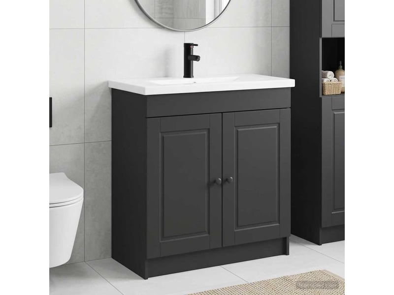 Ensemble de mobilier de salle de bain noir 56x37.5x81 cm shl7255 - Conforama B