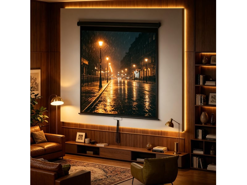  Écran de projection 85 pouces 146 x 146 cm – noir – format 1:1 4k hd, réglage de hauteur mural  - Conforama D