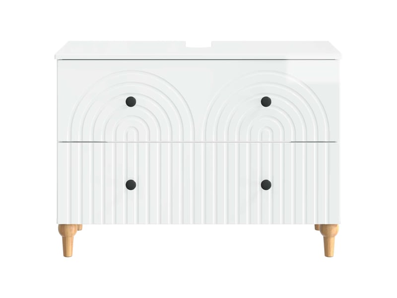  Meuble sous lavabo de salle de bain alkmaar blanc brillant cf64798  - Conforama D