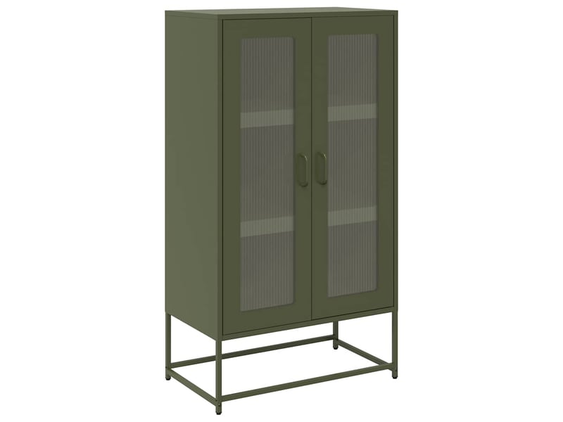  Buffet haut - bahut - meuble de rangement vert olive 68x39x123 cm acier  - Conforama A