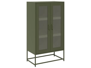 Buffet haut - bahut - meuble de rangement vert olive 68x39x123 cm acier