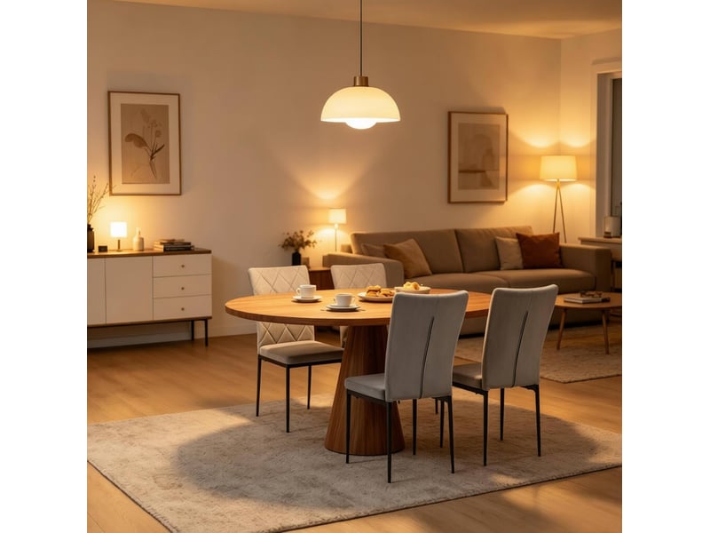  Lot de 4 chaises de salle à manger rembourrées avec dossier haut et pieds métalliques en velours gris foncé  - Conforama E