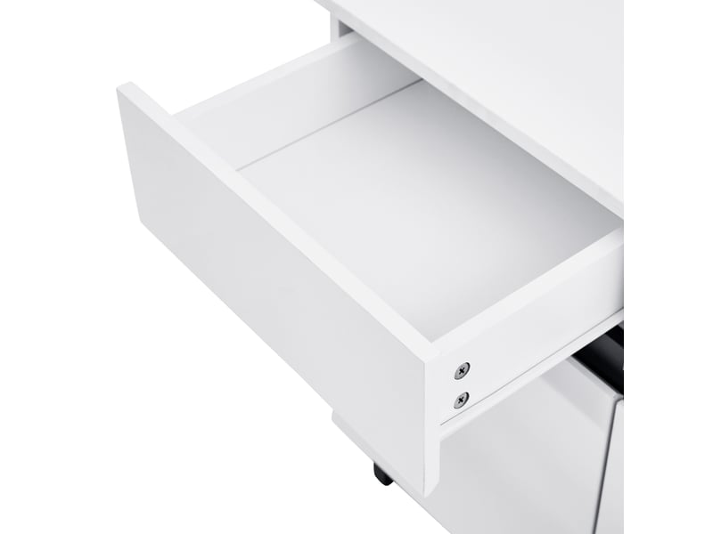  Buffet blanc brillant 4 tiroirs et 2 portes, étagères réglables, pieds noirs, meuble moderne 160 x 40 x 68 cm  - Conforama W