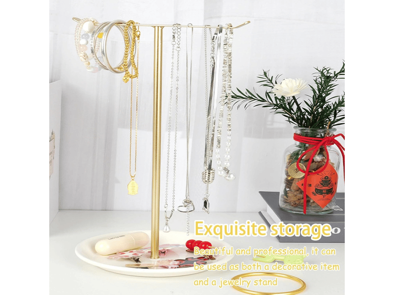  Porte-bijoux,32cm de haut organisateur de bijoux,présentoir accessoires,support de rangement pour colliers,bracelets,bagues,boucles d'oreilles (doré)  - Conforama C