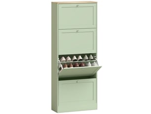 Meuble à chaussures 24 paires, armoire à chaussures avec 4 tiroirs rabattables, étagères réglables, 60x23,5x153cm, vert