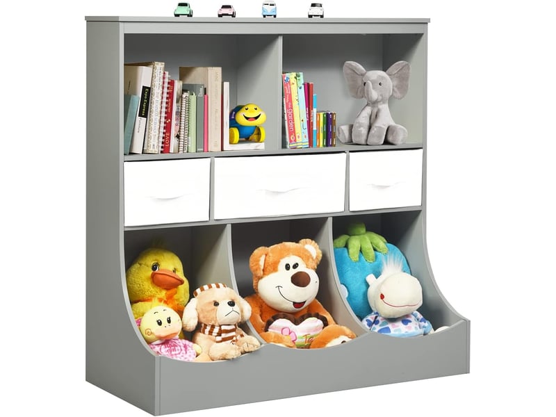 Bibliothèque Enfant COSTWAY 3 Niveaux Avec Tiroirs - Meuble Rangement Enfant 93x40x94 Cm