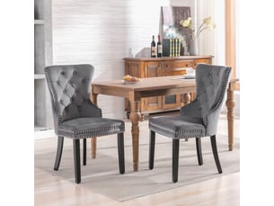 Lot de 4 chaises de salle à manger,51x51x97 cm,capitonné,velours,gris