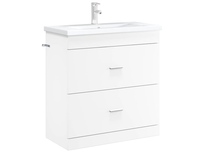  Meuble sous lavabo de salle de bain, commode blanc 78.5x37.5x81 cm shl3648  - Conforama C