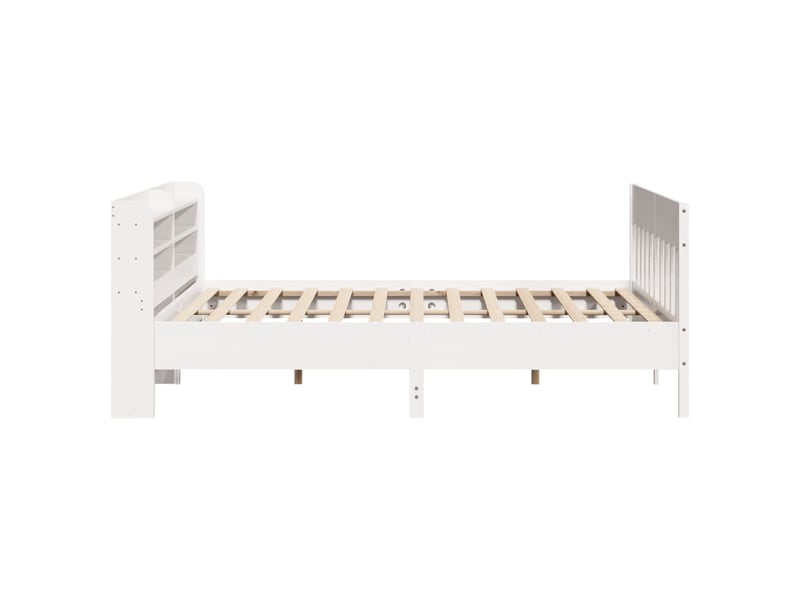  Lit double- lit adulte -  cadre de lit sans matelas blanc 200x200 cm bois massif de pin  - Conforama D