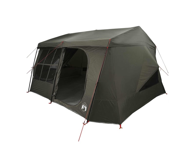  Tente de camping, tente familiale avec auvent imperméable 9 personne vert armée  - Conforama A