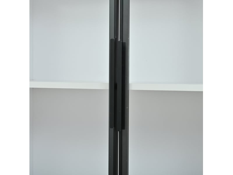  Vitrine 120x32x200 cm 6 portes led mdf blanc  - Conforama D