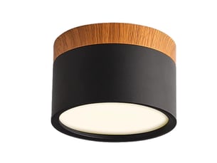 Plafonnier led rond en bois, spot en saillie décoratif, noir, blanc chaud 3000,12 w