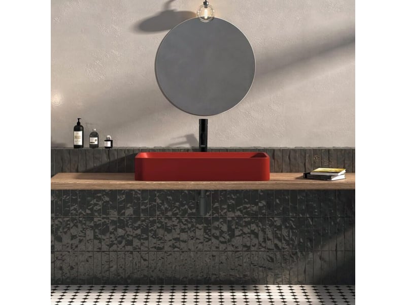  Tall salle de bain robinet single handle vessel évier robinet one hole bowl lavabo mixer avec water supply lines, matte noir  - Conforama D