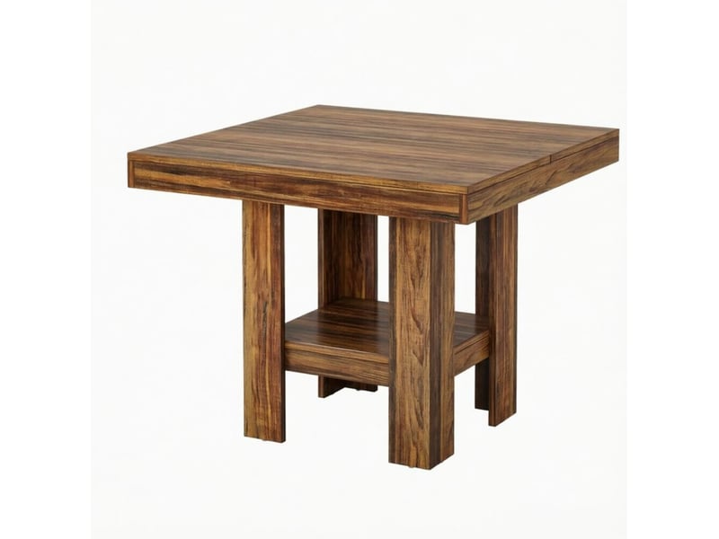  Table de salle à manger carrée 2 places 80 x 80 cm, structure en bois, plateau mdf marron, style industriel  - Conforama A