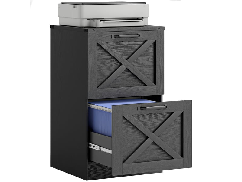  Caisson de bureau 2 tiroirs pour dossiers suspendus noir 40 x 40 cm  - Conforama A