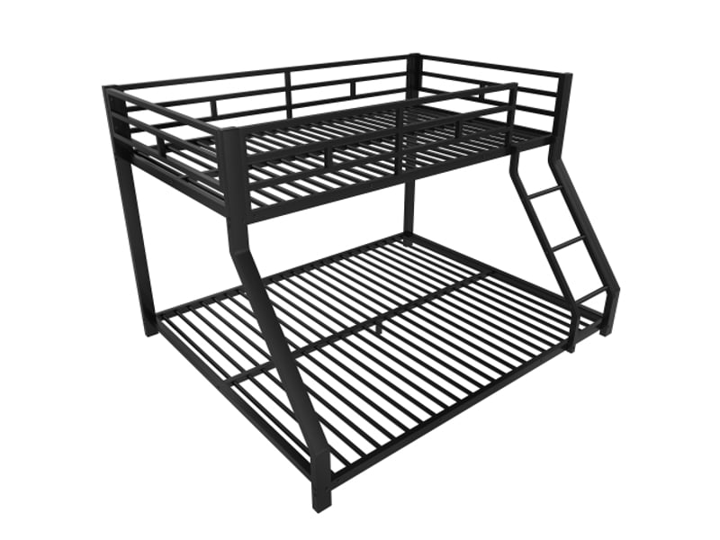  Lit superposé métallique noir 90x200140x200 – garde-corps, marches, certifié en 747, sans matelas  - Conforama A