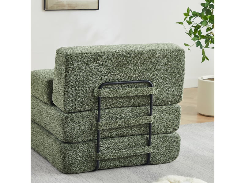  Canapé droit 2-en-1, avec structure en fer, canapé modulaire en chenille, siège individuel réglable pour salon, chambre, bureau, 80 x 90 x 90 cm, vert  - Conforama E