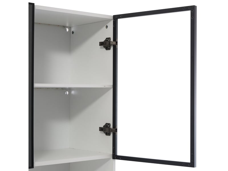 Vitrine haute led 36x240x200 cm blanche avec portes en verre et cadre noir - Conforama E