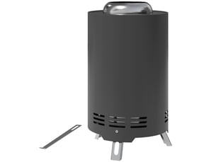 Brasero de table sans fumée en acier inoxydable ø16x25 cm – foyer extérieur portable pour jardin, terrasse et camping avec tisonnier – gris