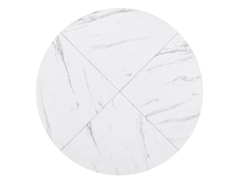  Table à manger ronde en mdf avec plateau en marbre et cadre en métal noir en forme de x,100x100cm,blanc table blanc - Conforama E