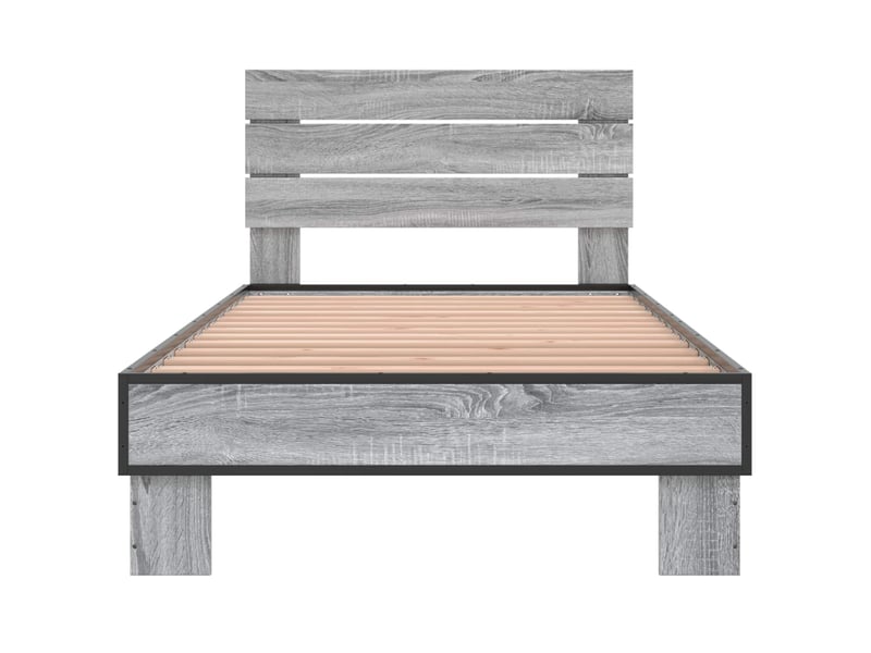  Lit simple- lit adulte -  cadre de lit avec tête de lit sonoma gris 80 x 200 cm  - Conforama C