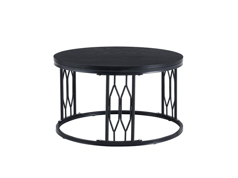  Table basse 70x70x40,5 cm, style contemporain, meuble d'appoint, aménagement salon, pour salon, en mdf et métal, noir  - Conforama A