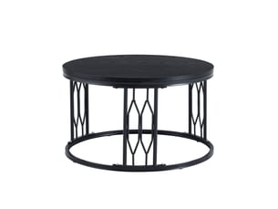 Table basse 70x70x40,5 cm, style contemporain, meuble d'appoint, aménagement salon, pour salon, en mdf et métal, noir